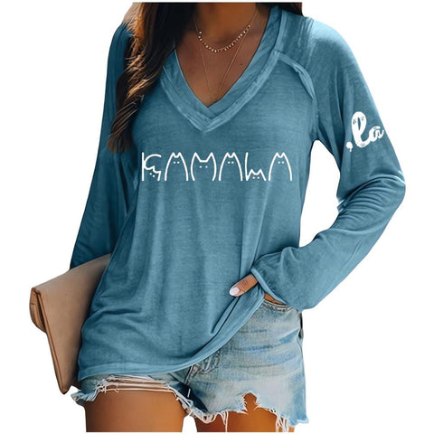 Women's V-neck long sleeve horror red graffiti 3D digital printing m301556