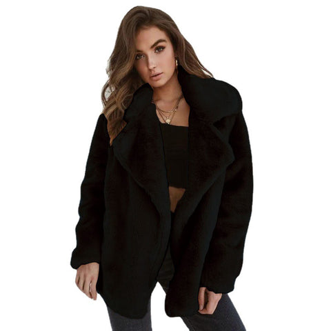 Fashion autumn and winter style plush lapel women's woolen coat women's m302193