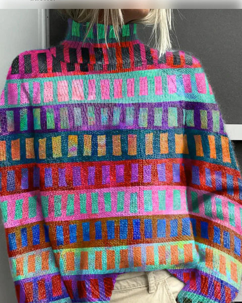 Christmas abstract print casual cape jacket cardigan sweater m302114