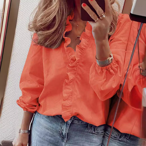 Long Sleeve Ruffle Shirt Women's Shirt m301332