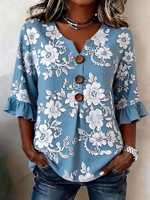 Digital printing sweet and cute T-shirt lace sleeve m302842