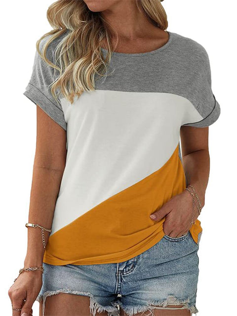 Color matching crew neck versatile casual women's top m302620