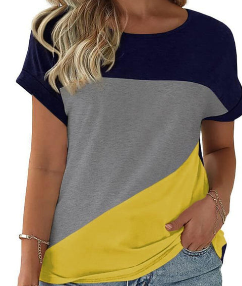 Color matching crew neck versatile casual women's top m302620