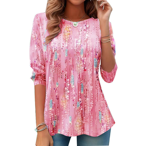 New floral ruffle hem bottoming shirt long-sleeved T-shirt m301618