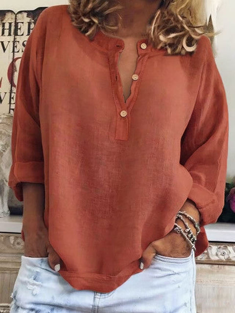 Long sleeve cotton and linen shirt m302917