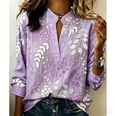 3D digital printing pullover V-neck long-sleeved women's top m303016