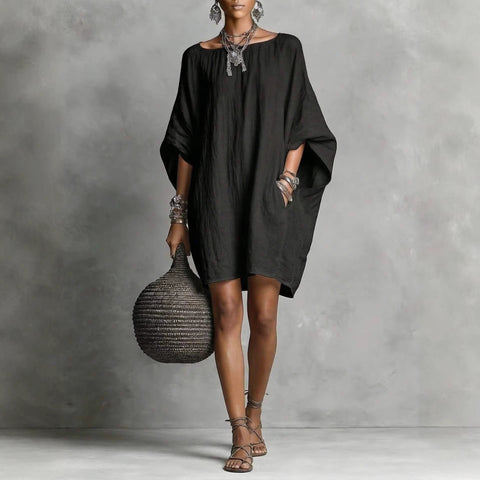 Casual fashion imitation cotton and linen batman loose dress m302951