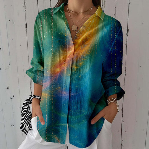 Short sleeve lapel print blouse m302889