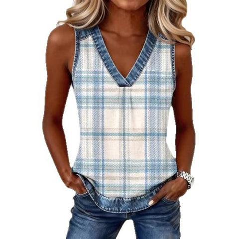 Casual plaid sleeveless vest small suspender m302807