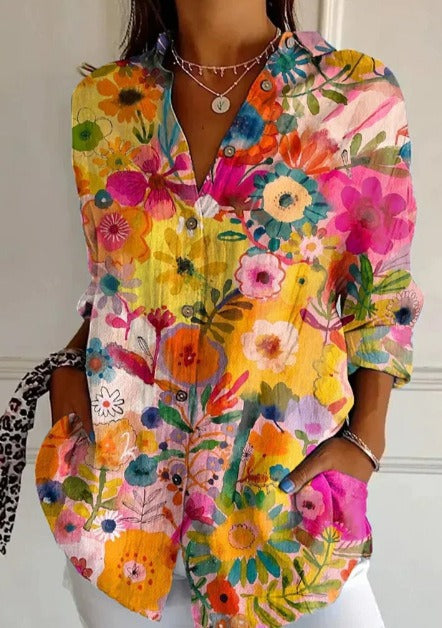 women's large size summer women's casual floral shirt women's small daisy shirt 3D printed shirt m301735