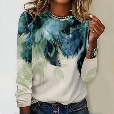 Creative flower 3D digital printing casual trend crew neck T-shirt m302222