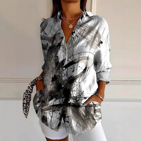 European and American trend long-sleeved shirt printing 3D shirt floral pattern m301726