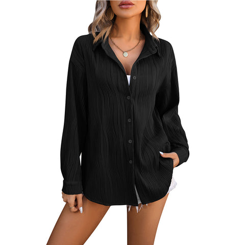 Wave texture loose fashion shirt women m300962
