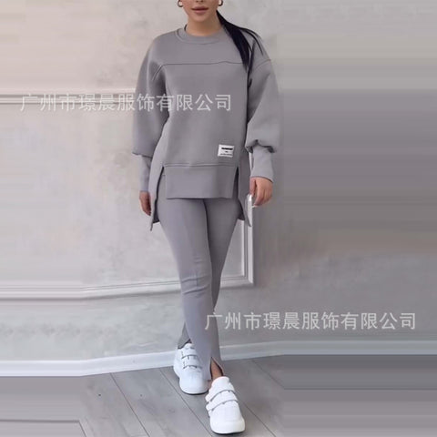 Women's fashion casual printed sweater + trousers cover m302312