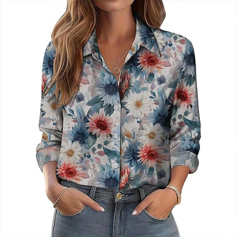 Fashion casual drape retro shirt long sleeve top m303039