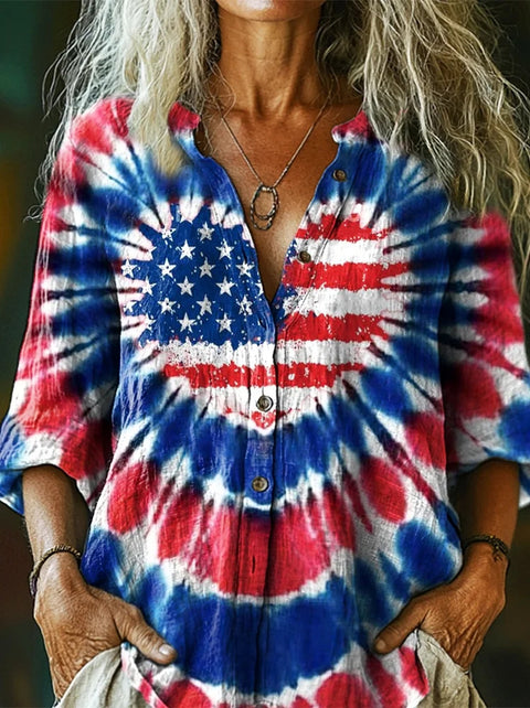 Women's long-sleeved loose 3D digital printing button-down shirt m302466