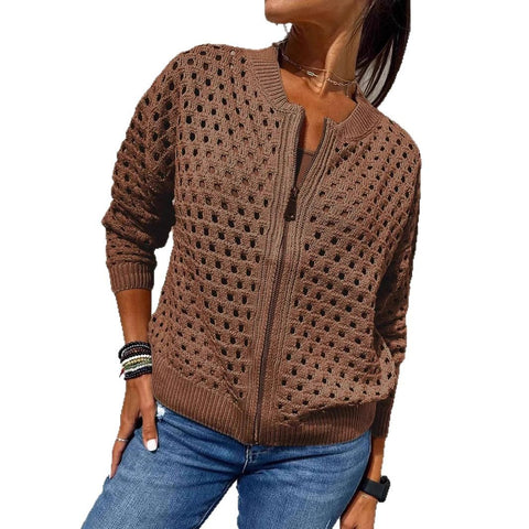 Women's Casual Hollow Knitted Zipper Jacket Women's Jacket m301906