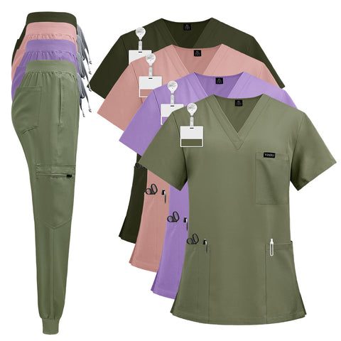 Short-sleeved hand washing clothes women's skin management nurse clothes m302819