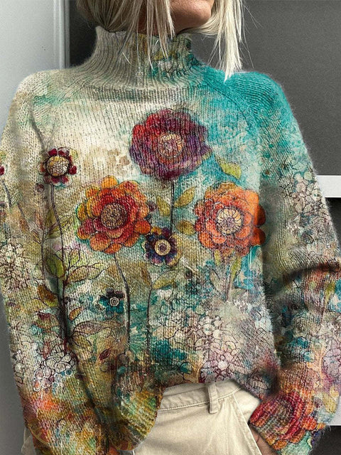 Christmas abstract print casual cape jacket cardigan sweater m302114