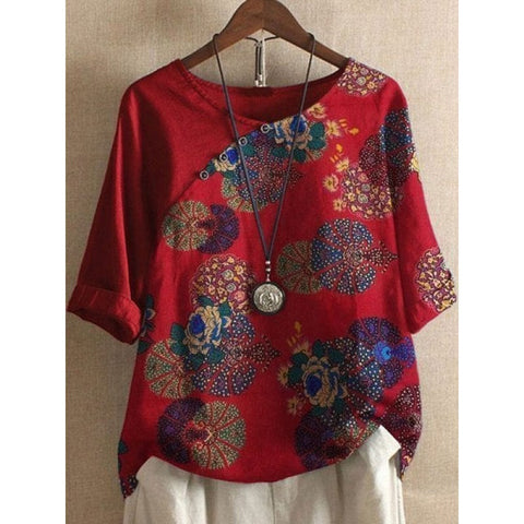 Women's short-sleeved T-shirt button 3D digital printing large size m301666