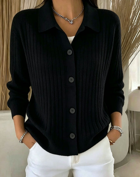 Polo neck sweater jacket women's autumn and winter outer design sense niche lazy knitted cardigan FF303361