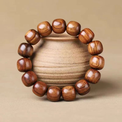 Natural Vietnamese Huanghuali 108 Buddha Beads Bracelet, Rosewood Lotus Bracelet, Wenwan Fragrant Wooden Bracelet m3331302