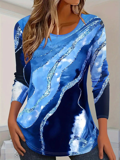 Fashion loose high-quality casual versatile colorful long-sleeved crew neck T-shirt m301757