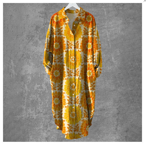 Fashion casual loose lapel mid-length shirt women's m301282