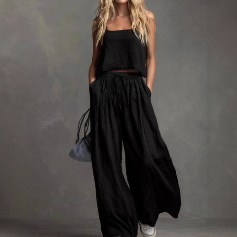 Fashion casual vest loose wide-leg pants women's suit m302950