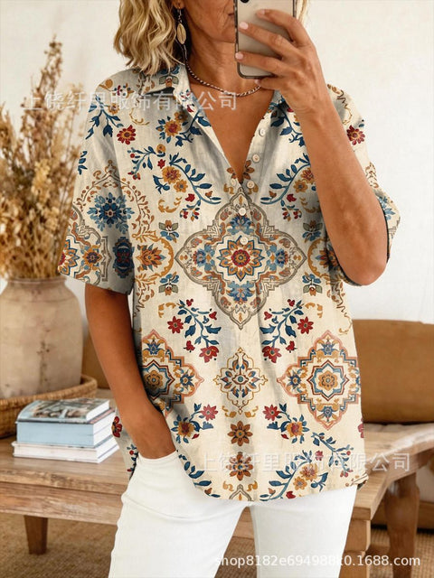 Summer shirt button-down collar pullover top m302960