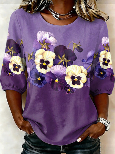Crew neck T-shirt temperament medium sleeve m302955