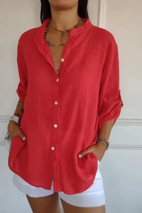 Women's long-sleeved loose 3D digital printing button-down shirt m302466