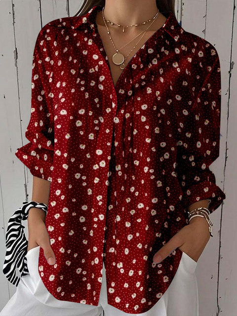 Short sleeve lapel print blouse m302889