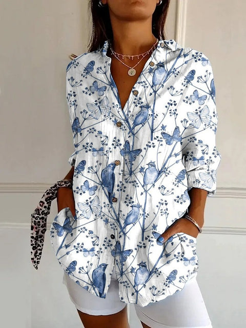 Summer trend long-sleeved shirt flower pattern printing 3D shirt m301226