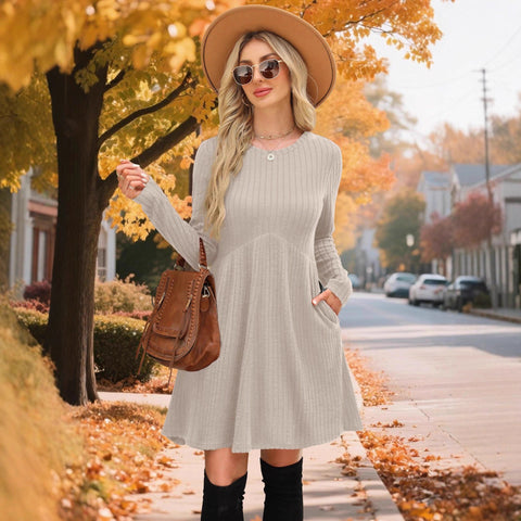 Autumn and winter Bohemian irregular polished knee solid color dress women's umbrella skirt m302112