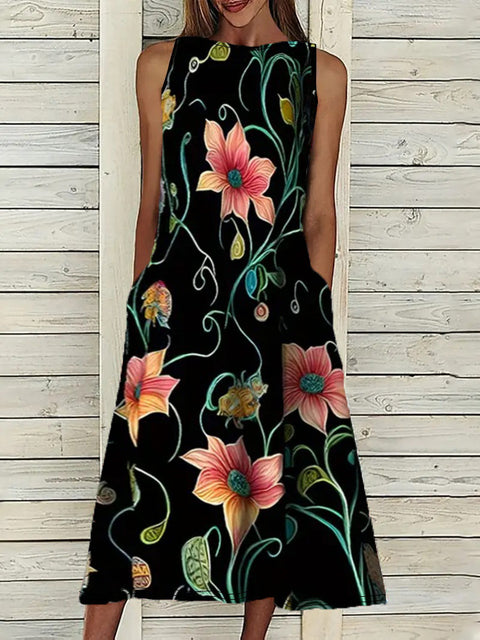 Vest print elegant plus size dress m301207