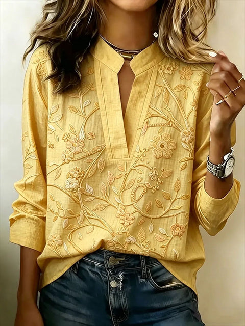 3D digital printing pullover V-neck long-sleeved women's top m303016