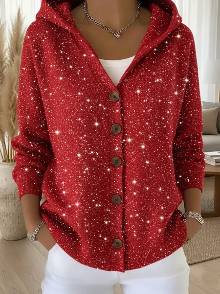 Knitted hooded cardigan sweater jacket fashion women's clothing m302657