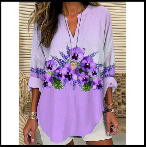 Loose printing round neck casual large size pullover women's clothing T m301359