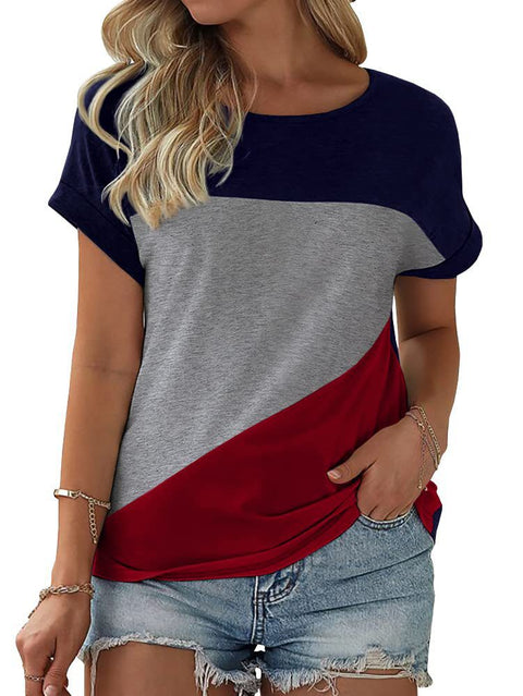 Color matching crew neck versatile casual women's top m302620