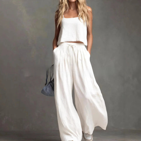 Fashion casual vest loose wide-leg pants women's suit m302950