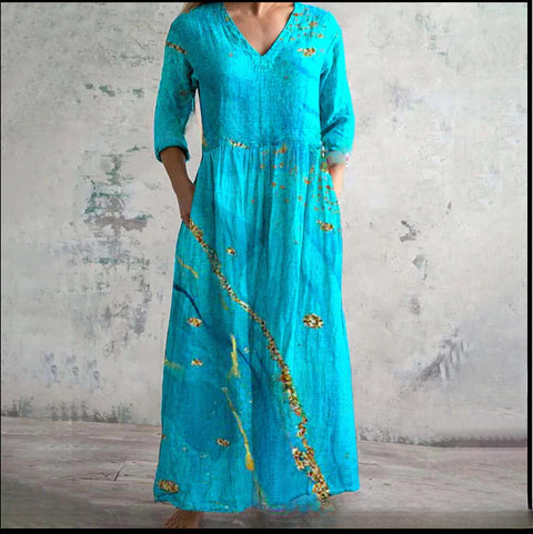 3D print summer urban casual loose dress women m301037