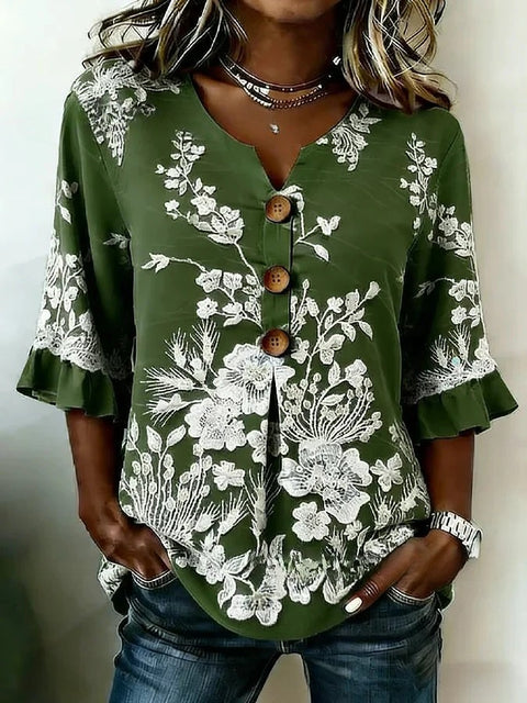3D digital printing floral pattern women's long-sleeved buckle cardigan top m302703