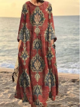 3D printed casual loose dress women m301278