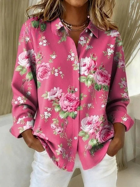 Short sleeve lapel print blouse m302889