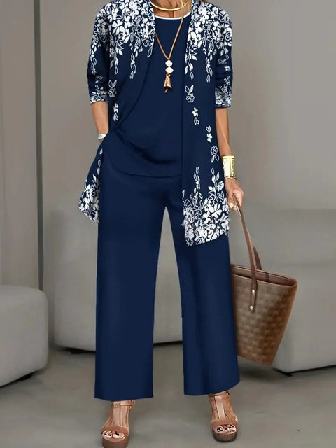 3D printed 3-piece cardigan + vest + trousers fashionable wear m302849