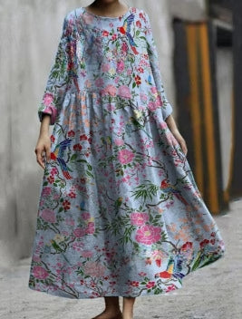 3D printed casual loose dress women m301278