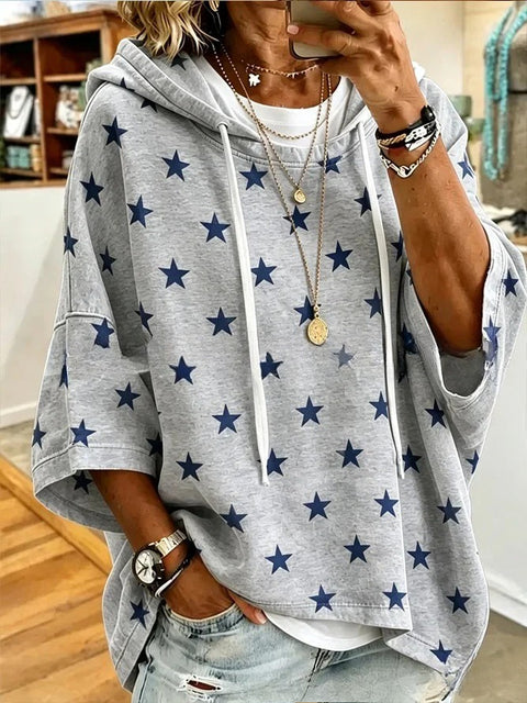 Casual hooded mid-sleeved women's fashion 3D printing casual foreign trade Amazon independent station women's sweater m303002