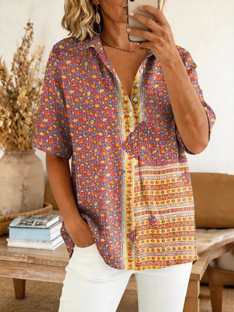 Summer shirt button-down collar pullover top m302960