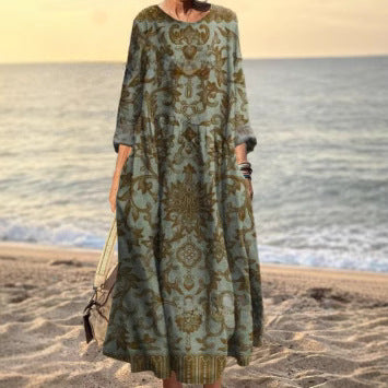 3D printed casual loose dress women m301278